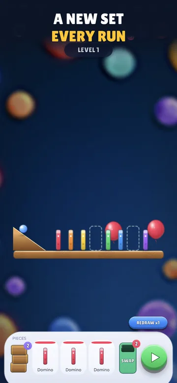 The first level of the game: a short trail with a single gap to fill.